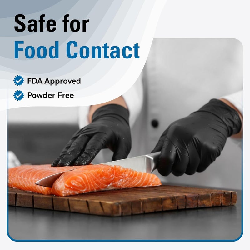 Swift Lite Disposable Nitrile Gloves Black, Food Safe Rubber Gloves Latex-Free Powder-Free for Cooking Food Prep Kitchen Clean - Image 2